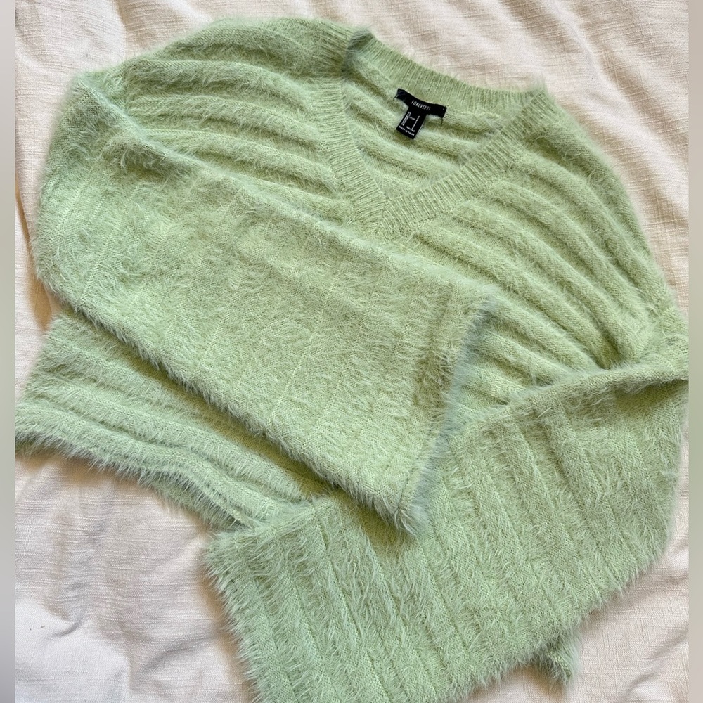pastel green v-neck sweater (forever 21)